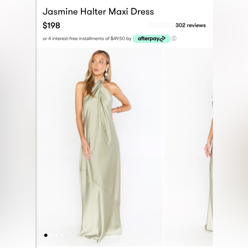 Show me your Mumu jasmine halter bridesmaids dress moss green XS